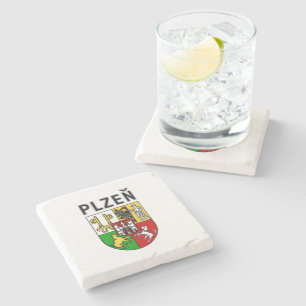 Posavasos De Piedra Escudo de Armas de Plzeň, República Checa