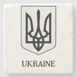 Posavasos De Piedra Escudo de Armas del Estado de Ucrania Arte Minimal