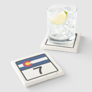 Posavasos De Piedra Escudo de la autopista estatal 7 de Colorado