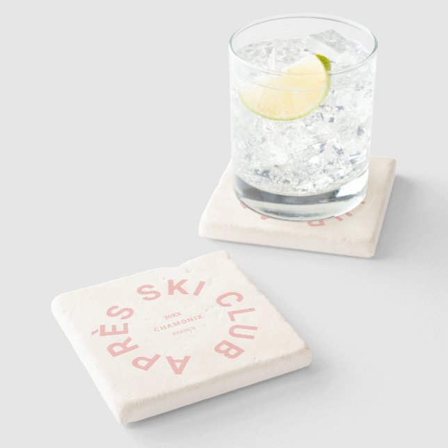 Posavasos De Piedra Escudo de la estación de esquí Après Ski Club Wint (Lateral)