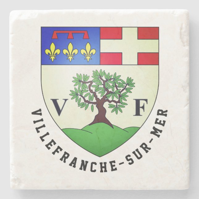 Posavasos De Piedra Escudo de Villefranche-sur-Mer, Francia (Anverso)