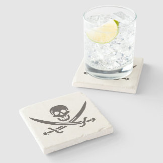 Posavasos De Piedra Espadas de cráneos de obsidiana Bandera pirata de 