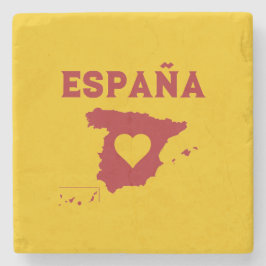 Posavasos De Piedra España Mapa España Rojo amarillo