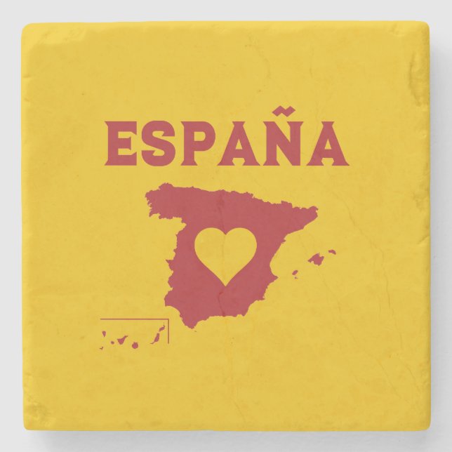 Posavasos De Piedra España Mapa España Rojo amarillo (Anverso)