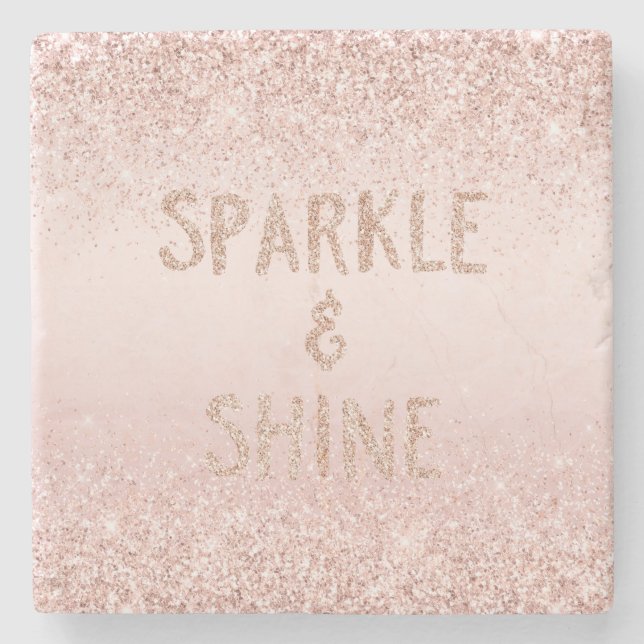 Posavasos De Piedra Esparkle Purpurina Rubor Pink Ombre Glitzy (Anverso)