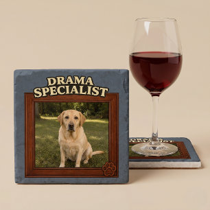 Posavasos De Piedra Especialista en Drama Foto de Perro Divertida Pers