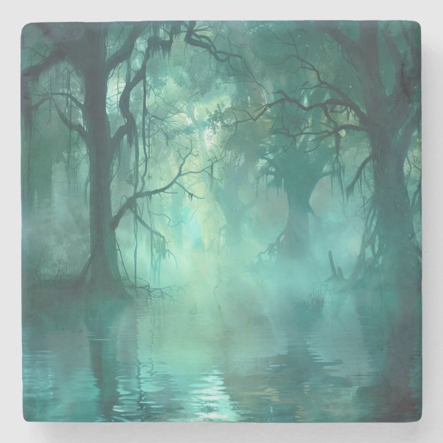 Posavasos De Piedra Espectacular ciénaga verde (Anverso)