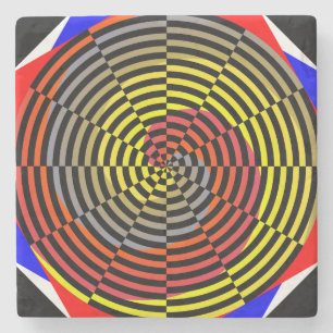 Posavasos De Piedra Espiral azul amarillo rojo de Kenneth Yoncich