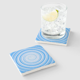 Posavasos De Piedra Espiral blanca y azul