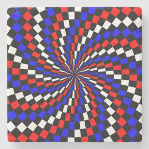 Posavasos De Piedra Espiral del verificador azul blanco rojo de Kennet