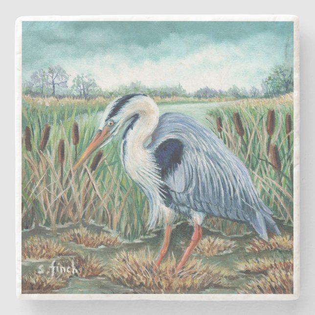 Posavasos De Piedra Espíritu de garza (Anverso)