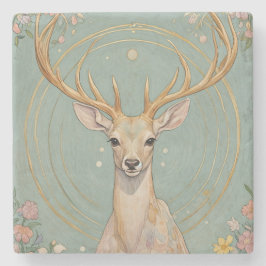 Posavasos De Piedra Espíritu suave: Un ciervo pastel
