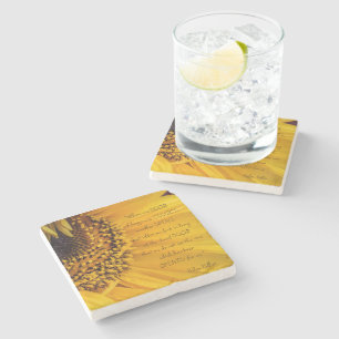 Posavasos De Piedra Esplendor de Girasol Cita de Helen Keller