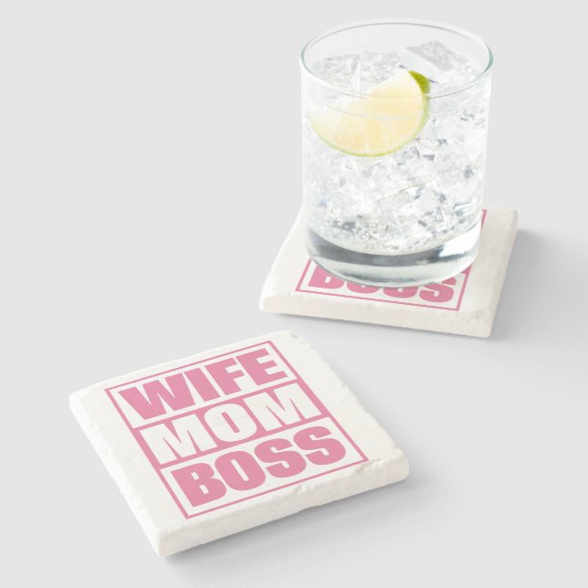 Posavasos De Piedra Esposa - Mamá - Jefe (Lateral)