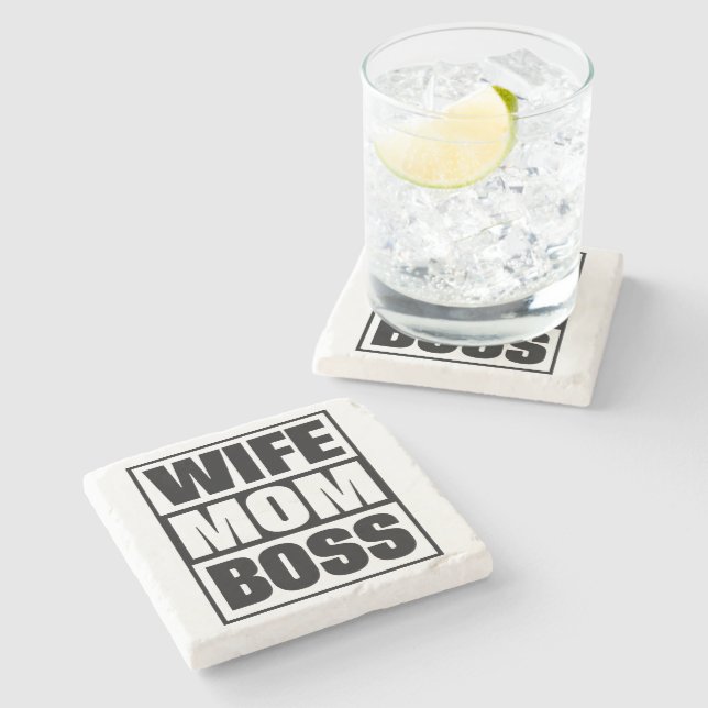 Posavasos De Piedra Esposa - Mamá - Jefe (Lateral)