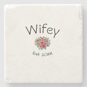 Posavasos De Piedra Esposa roja floral est Año futura esposa día de Sa