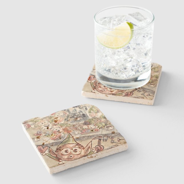Posavasos De Piedra Espresso De Piedra Rústica Elves Coaster (Lateral)