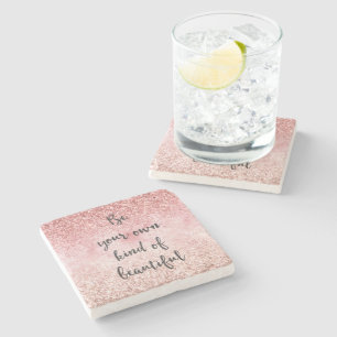 Posavasos De Piedra Espuma rosa Girly Glitzy Glam Purpurina Hermoso