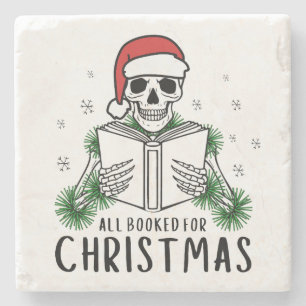 Posavasos De Piedra Esqueleto Amante de Libros de Lectura Divertida en