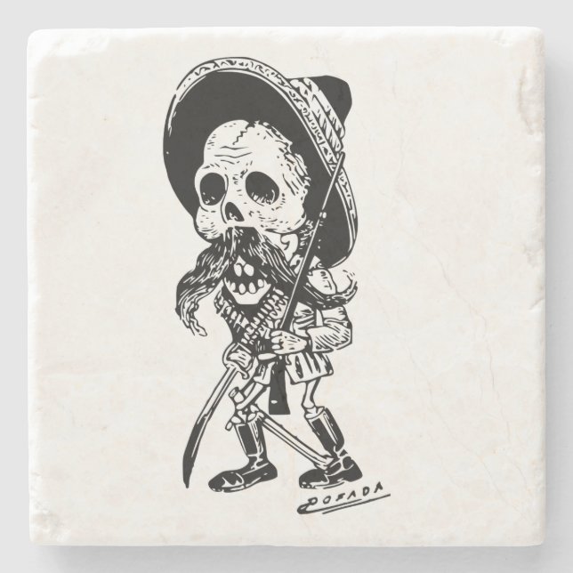 Posavasos De Piedra Esqueleto personalizado Calavera de Posada del (Anverso)