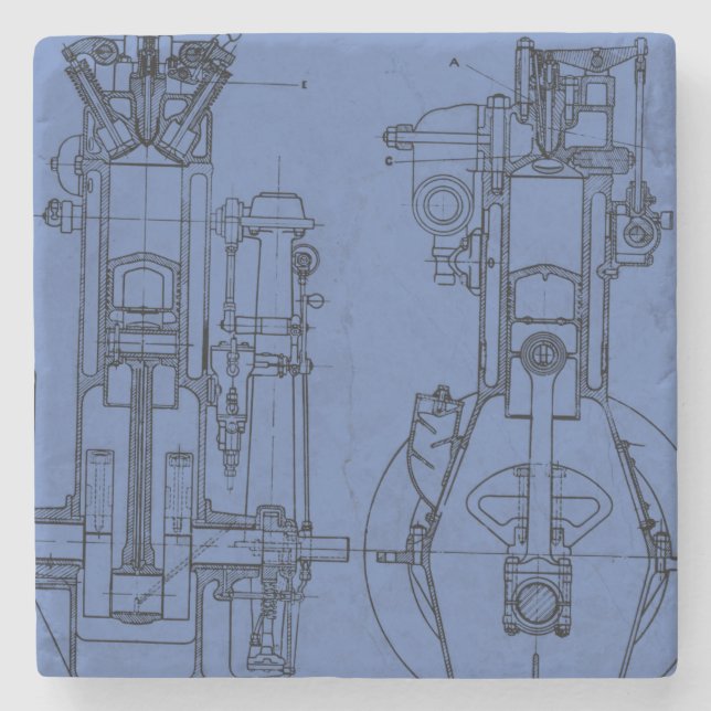 Posavasos De Piedra Esquema de dibujo del ingeniero mecánico esquemáti (Anverso)