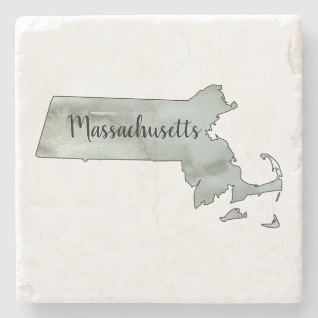 Posavasos De Piedra Esquema de estado de Ilustracion de Massachusetts (Anverso)