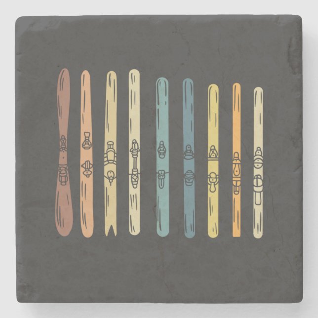 Posavasos De Piedra Esquí - Colección de tablas de esquí (Anverso)