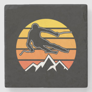 Posavasos De Piedra Esquí retro