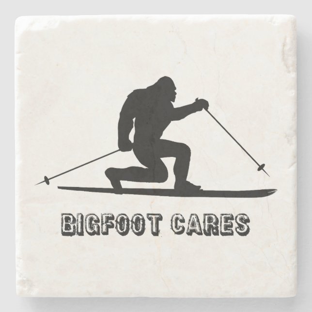 Posavasos De Piedra Esquí Telemark Bigfoot Cares (Anverso)