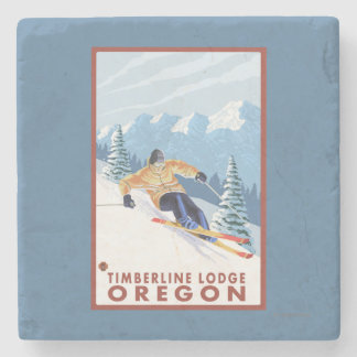 Posavasos De Piedra Esquiador de la nieve de Downhhill - casa de campo