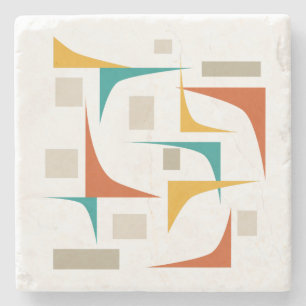 Posavasos De Piedra Esquinas geométricas retro a mediados del siglo mo