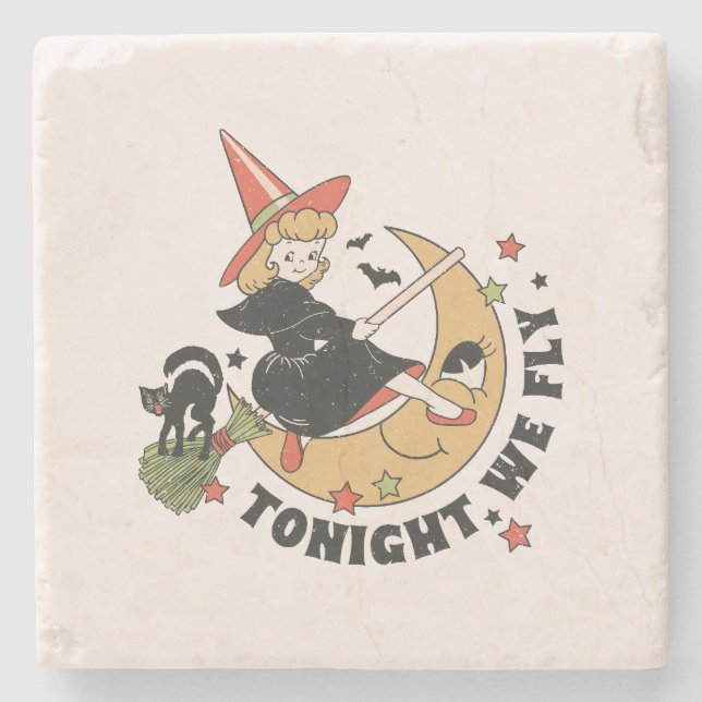 Posavasos De Piedra Esta Noche Volamos A La Bruja (Anverso)