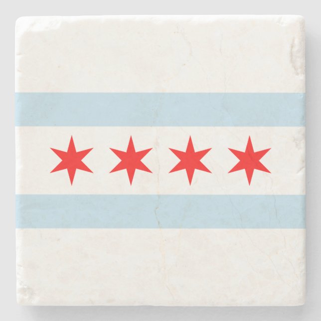 Posavasos De Piedra Estación de piedra de la bandera de Chicago (Anverso)
