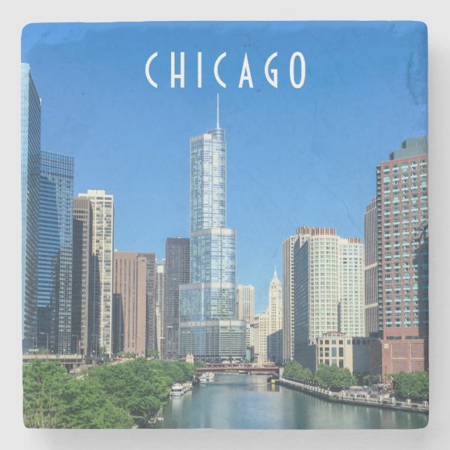 Posavasos De Piedra Estación de piedra del río Chicago (Anverso)