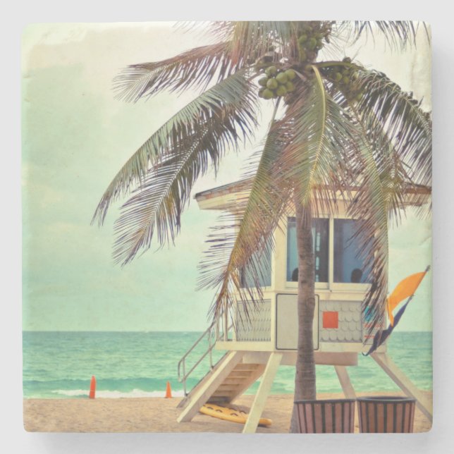 Posavasos De Piedra Estación |Florida del salvavidas (Anverso)