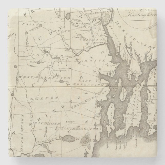 Posavasos De Piedra Estado de Rhode Island (Anverso)