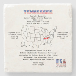 Posavasos De Piedra Estado norteamericano tennessee en un mapa e infor