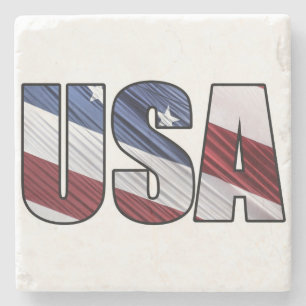 Posavasos De Piedra Estados Unidos: Bandera Patriótica Americana Roja