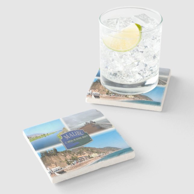 Posavasos De Piedra Estados Unidos Los Ángeles - Malibu - Laguna - Pie (Lateral)