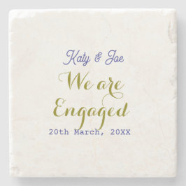 Posavasos De Piedra Estamos comprometidos nombre fecha elegante simpl