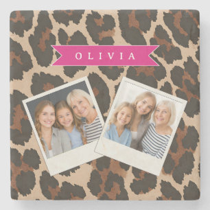 Posavasos De Piedra Estampado Animal Chic Personalizado de Leopardo Ro