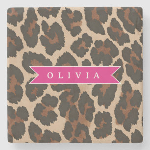 Posavasos De Piedra Estampado Animal Chic Personalizado de Leopardo Ro