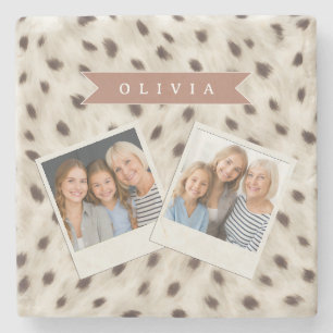 Posavasos De Piedra Estampado de Animal Leopardo Neutral Chic Personal