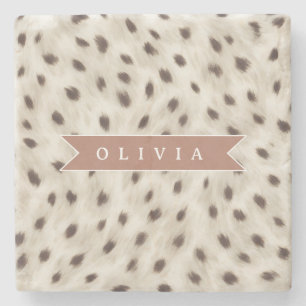 Posavasos De Piedra Estampado de Animal Leopardo Neutral Chic Personal