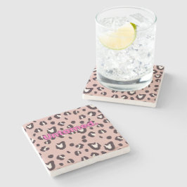 Posavasos de piedra estampado de animalito rosa