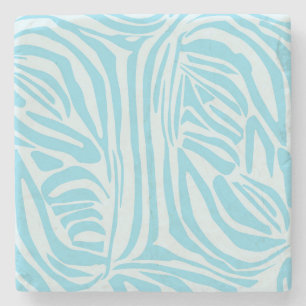 Posavasos De Piedra Estampado de cebra azul y blanco en negrita