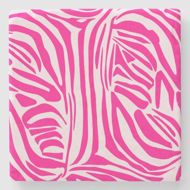 Posavasos De Piedra Estampado de cebra rosa (Anverso)