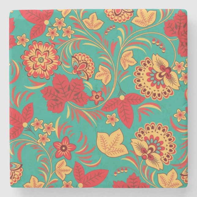 Posavasos De Piedra Estampado de flores 2 (Anverso)