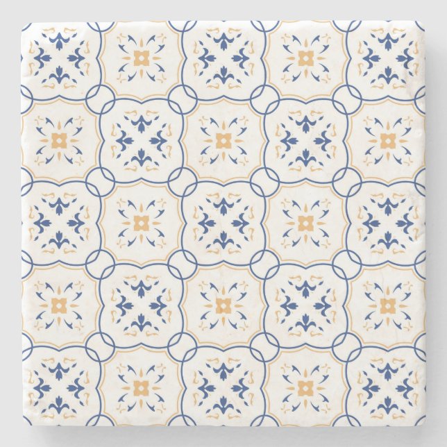 Posavasos De Piedra Estampado de flores 2 (Anverso)