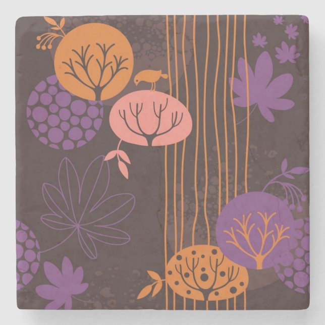 Posavasos De Piedra Estampado de flores 2 3 (Anverso)